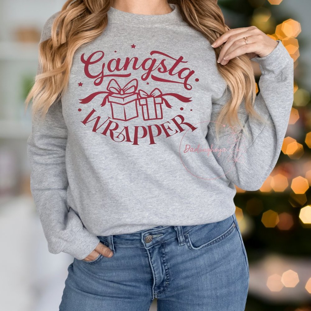 Gangsta Wrapper Unisex Graphic Crew Neck Sweatshirt